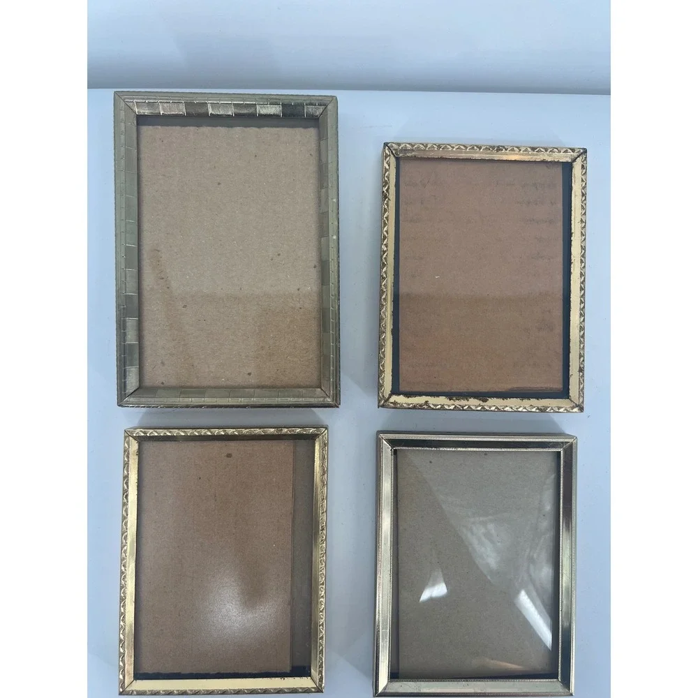 Vintage Picture Frame Set Metal Gold Hollywood Regency 3X5
